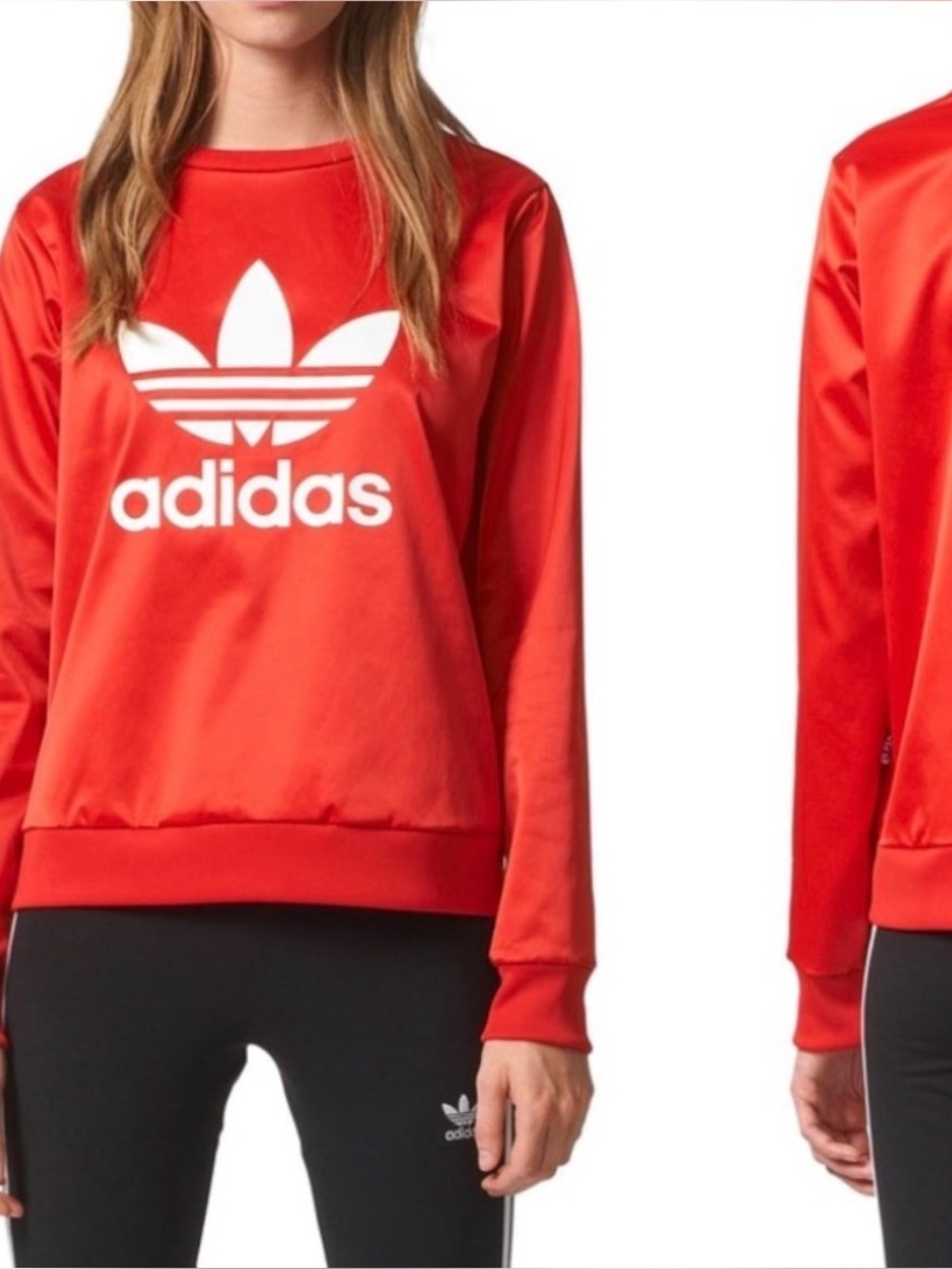 adidas Red Crewneck Sweatshirt with White Trefoil